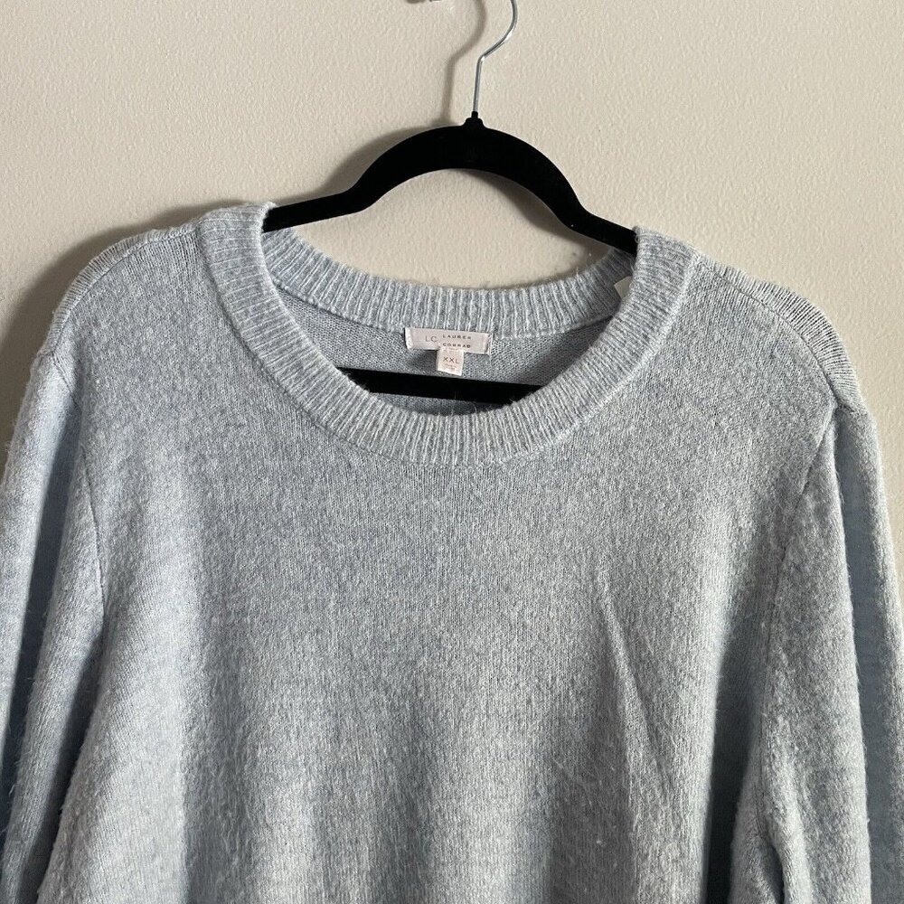 LC Lauren Conrad Women Sz XXL Pale Blue “Sunday” Embroidered Soft Knit Sweater - Picture 4 of 11